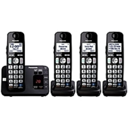 Refurbished Panasonic KX-TGE234B DECT 6.0 1.90 GHz Cordless Phone - Black - Cordless - 1 x Phone Line - 3 x Handset - Speakerphone - Answering Machine - Hearing Aid Compatible -