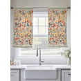 thumbnail image 4 of Boho Beige Flowers Sheer Curtains 45 Inch Length 2 Panels Set, Spring Abstract Watercolor Floral Leaf Voile Window Treatment Rod Pocket Small Kitchen Curtains Drapes for Bedroom 52"x45"x2, 4 of 7