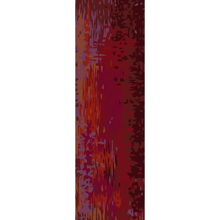 Antique Tawny Port - 2.5' x 8' Abstract Transcendental Splash Scarlet and Tawny Port Red Hand Tufted Wool Area Throw Rug Runners