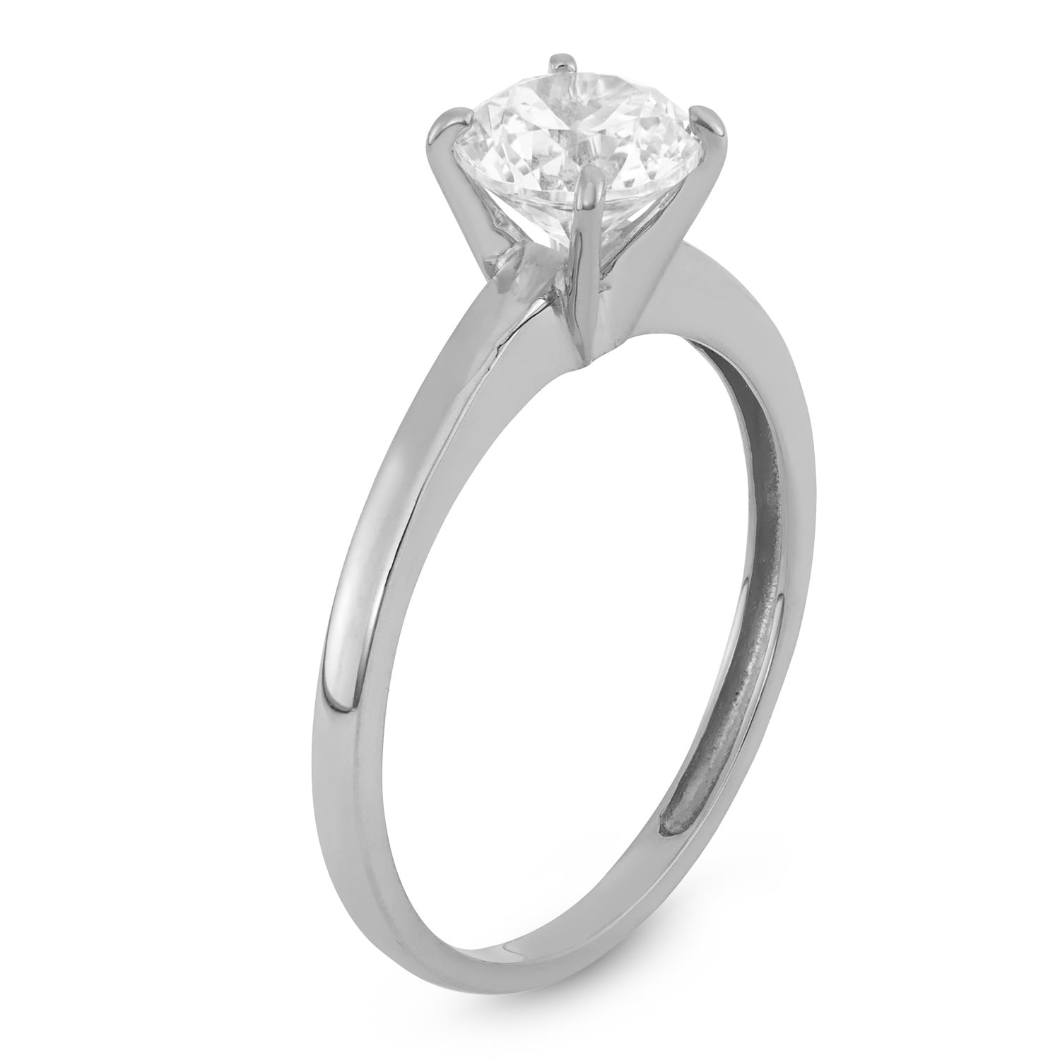 10k white gold solitaire cubic zirconia ring