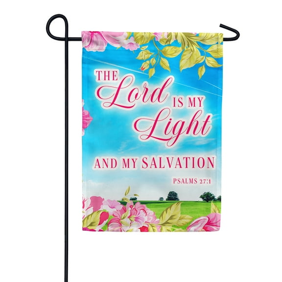 America Forever Bible Verse Garden Flag - 12.5 x 18 inch - Psalm 27:1 The Lord is My Light and Salvation - Christian Quotes Religious Outdoor Yard Decorative Inspirational Faith Flag