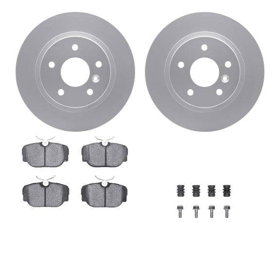 Dynamic Friction Company Rear Geospec Brake Rotors with 5000 Advanced Brake Pads includes Hardware 4512-11035