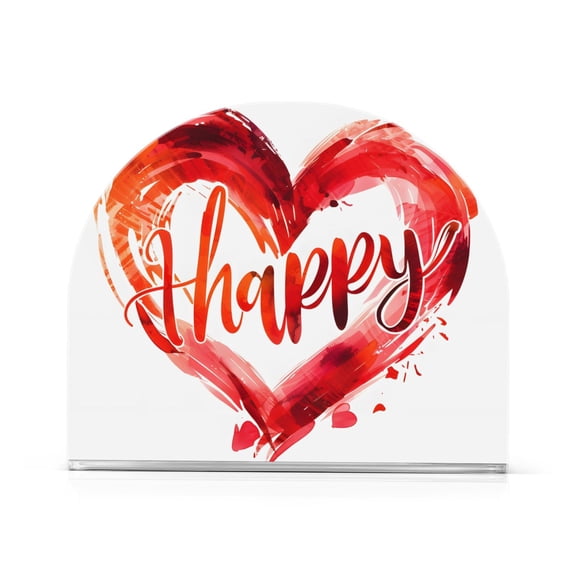 Happy Heart Napkin Holder for Table Clear Napkin Stand Paper Holder Acrylic Organizer Dispenser Napkins for Dinner Kitchen Restaurant Room
