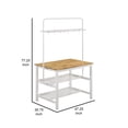 thumbnail image 5 of Benjara Hoa 77 Inch Counter Height Kitchen Table, Racks, Hook Stand, White Wood, 5 of 5
