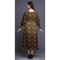 thumbnail image 4 of Bimba Floral Ladies Bishop Sleeve Round Neck Ruffle Maxi Smocked WaistÂ&nbsp;Dress-X-Large, 4 of 5