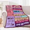 thumbnail image 3 of HELLOYOUNG Best Mom Ever Blanket, Soft and Cozy, Gifts for Mom Birthday Mother's Day, Gifts for Women Mom From Daughter Son, Christmas Valentine's Day, 3 of 6