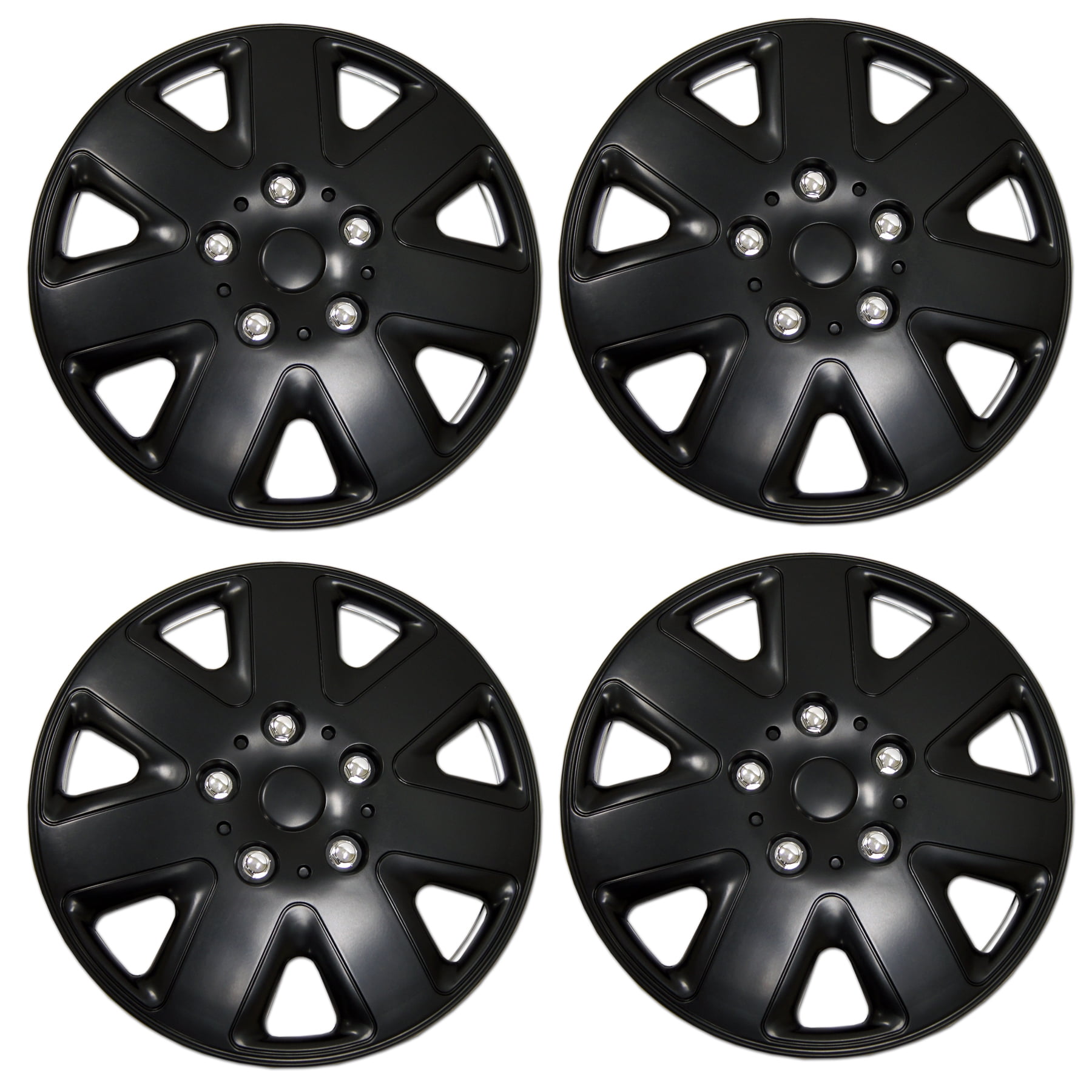 TuningPros WSC-616B17 Hubcaps Wheel Skin Cover 17-Inches Matte Black Set of 4