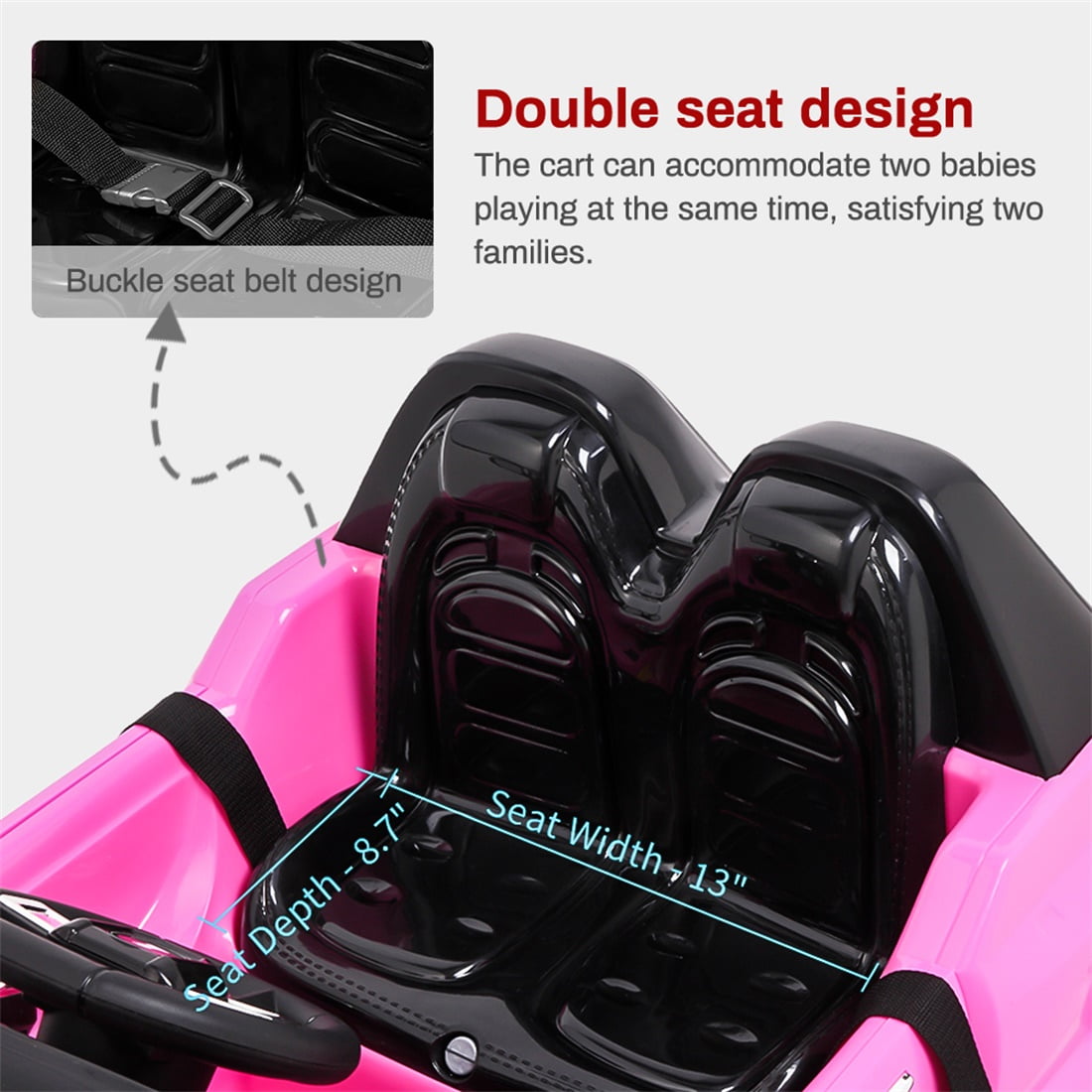 Private Jungle Kids Ride On Truck Car, Toddler Electric Vehicles Toys with Remote Control, MP3/Bluetooth, LED Light, Pink, Girl