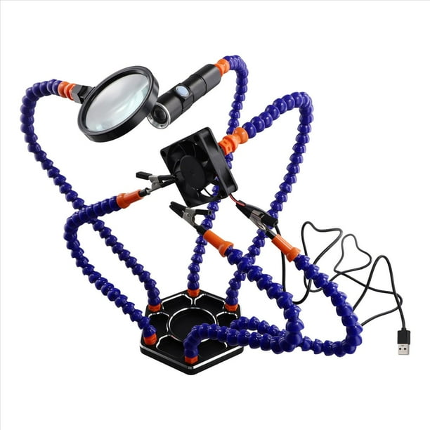 Soporte de Soldadura PCB Lámpara LED Helping Hands Lupa 3 X para Soldadura Electrónica Lente Fresnel de Tercera Mano
