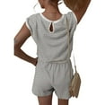 thumbnail image 7 of Women's Summer Romper, Cap Sleeve, Striped Shorts Overalls, Adjustable Drawstring Waist, Comfortable for Summer, 7 of 7