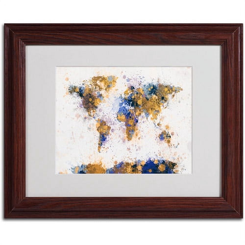 Trademark Fine Art "Paint Splashes World Map 2" Matted Framed by Michael Tompsett