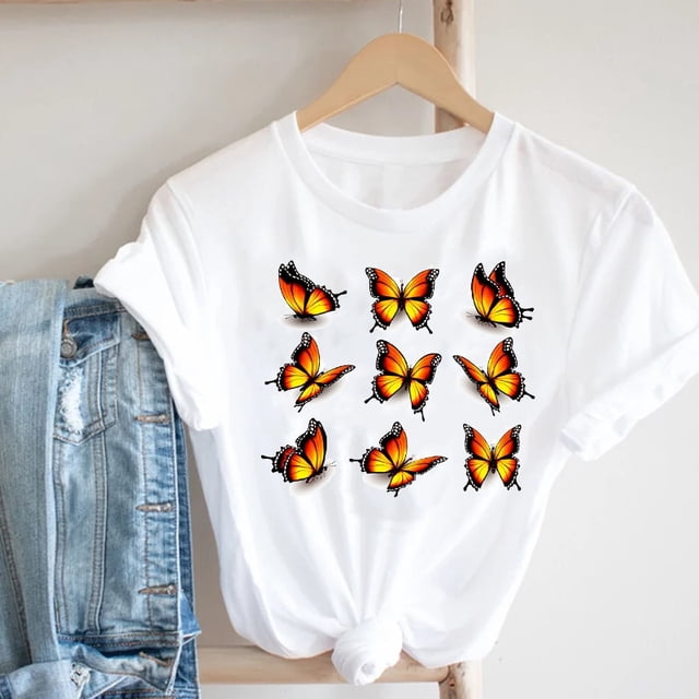 Camiseta con estampado Floral de flores de los 90 para mujer, ropa de calle de estilo de dibujos animados para mujer, camiseta estampada, camiseta gráfica para mujer Tan Jianjun unisex