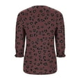 thumbnail image 5 of Dasayo Red Trendy Tops for Women 2025 Smocked 3/4 Sleeve Dressy Leopard Print Curved Hem Blouses Shirts for Women S, 5 of 6