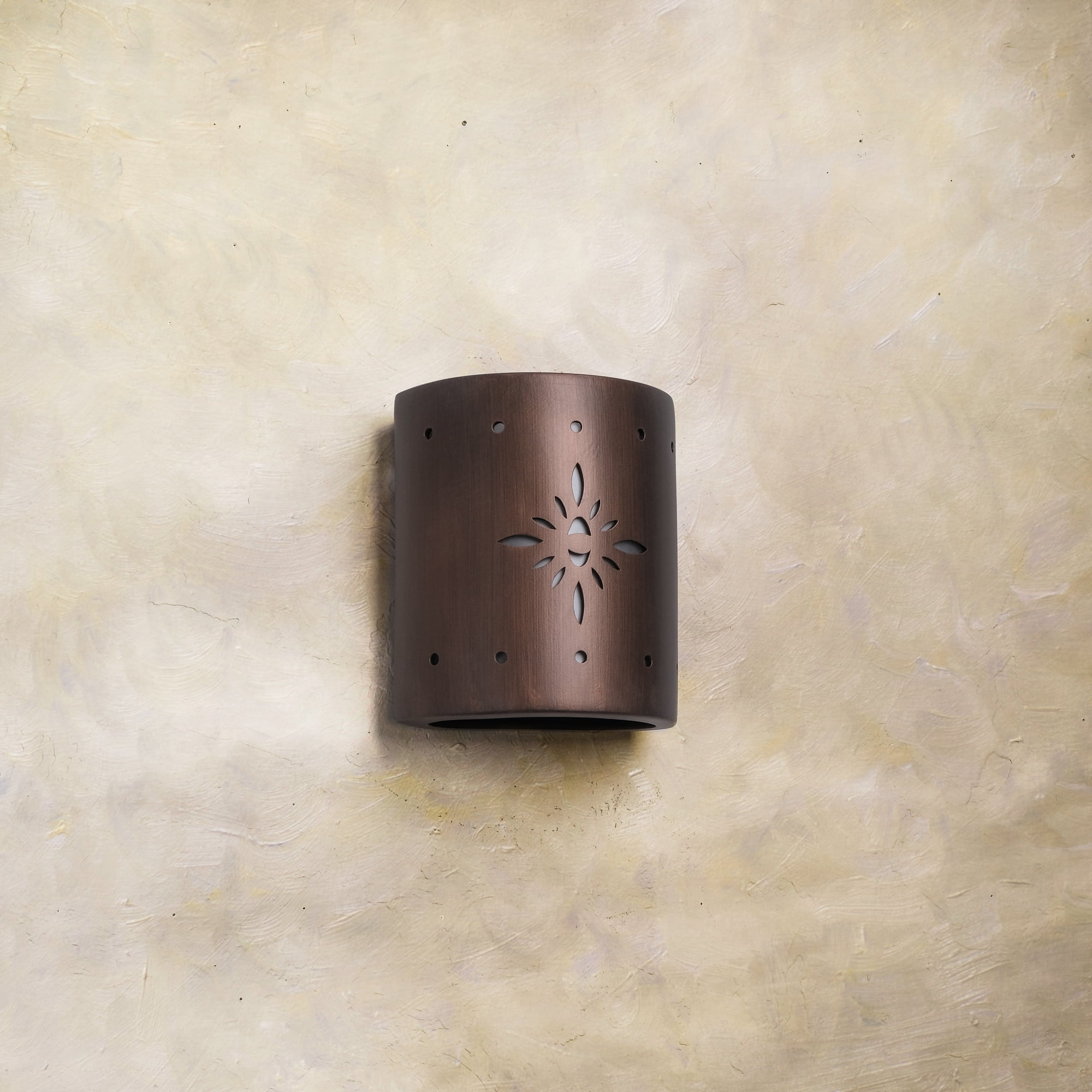 Luxury Lighting Asavva 8.5" High Starburst Ceramic Outdoor Wall Light, Rubbed Copper Painted Finish, 120VAC, LED Bulb Included