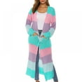 thumbnail image 1 of Women Full Length Thick Maxi Cardigan Duster Long Sleeve Open Front Sweater With Pockets Coat Tops, 1 of 8