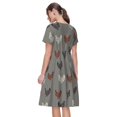 thumbnail image 2 of Bixox Robe d'Été à Manches Courtes pour Femmes Robe Ample Longueur Genou avec Poches-Coq, 2 of 7