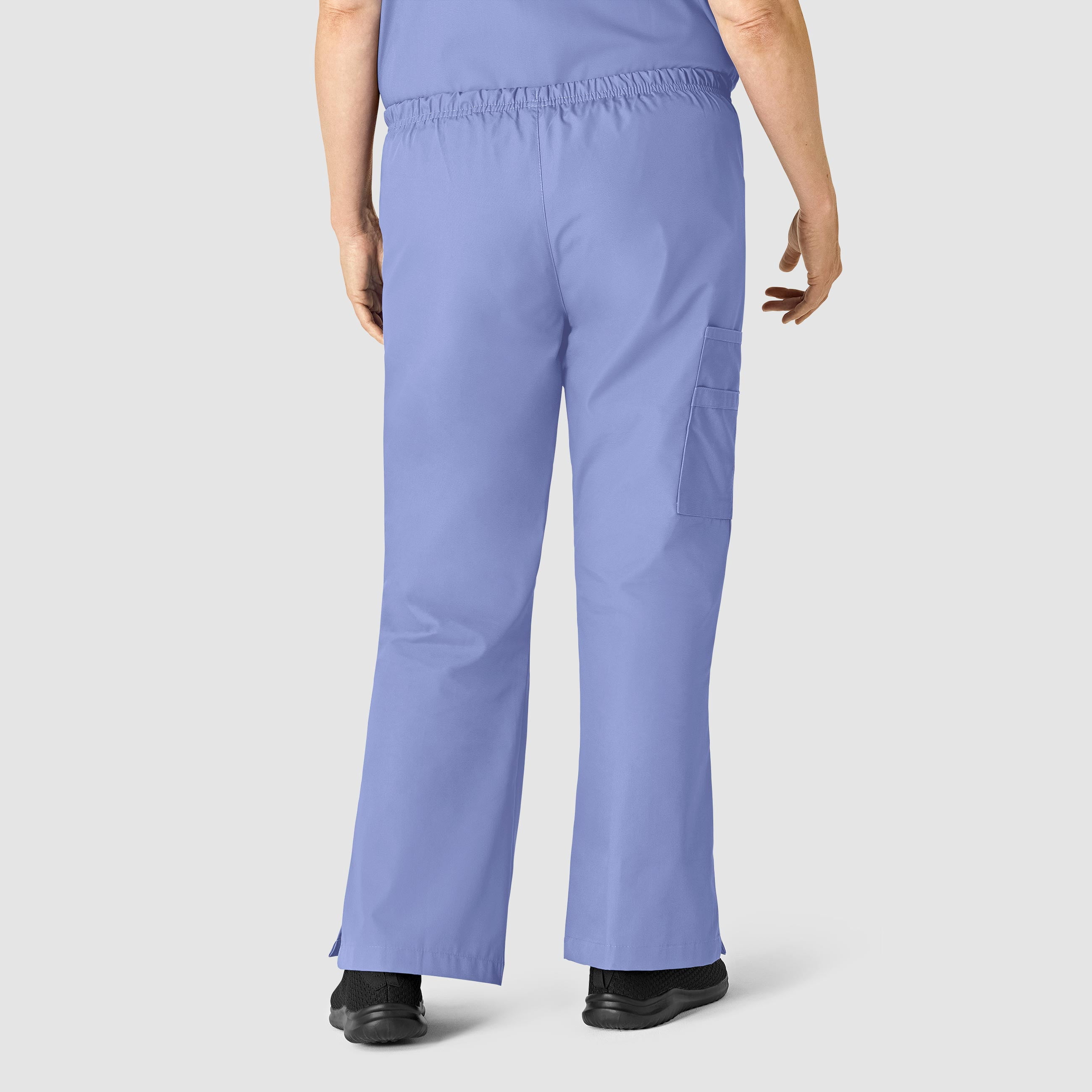 Wink Origins Romeo - Women's Flare Leg Cargo Scrub Pant, Ceil Blue, L Tall