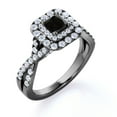 thumbnail image 4 of JeenMata Art-Deco Infinity Pave 1 TCW Princess Cut Lab Created Black Diamond and Moissanite Double Halo Engagement Ring in 18K Black Gold Plating over Silver, 4 of 7