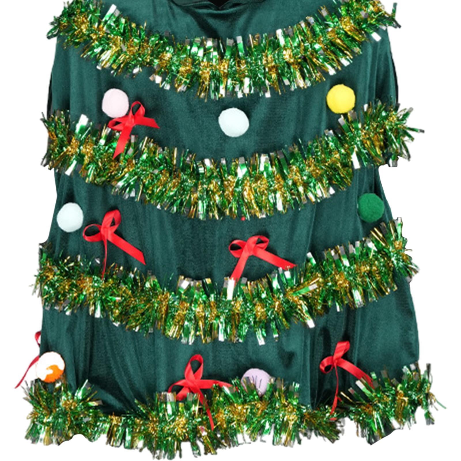 Costume De Sapin De Noël Pour Femme - Cape Avec Nœud - Poncho Vert Pour Fête, Cosplay Ou Déguisement Rigolo - 5