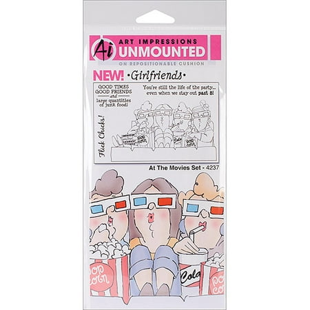 Art Impressions Girlfriends Cling Rubber Stamp, At The Movies Set
