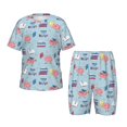 thumbnail image 1 of Fotbe Brain Training Pijama Estampada de 2 Piezas para Niños – Ropa de Dormir de Manga Corta Cómoda para Niños y Niñas, Camiseta y Shorts de Algodón-XX-Large, 1 of 6