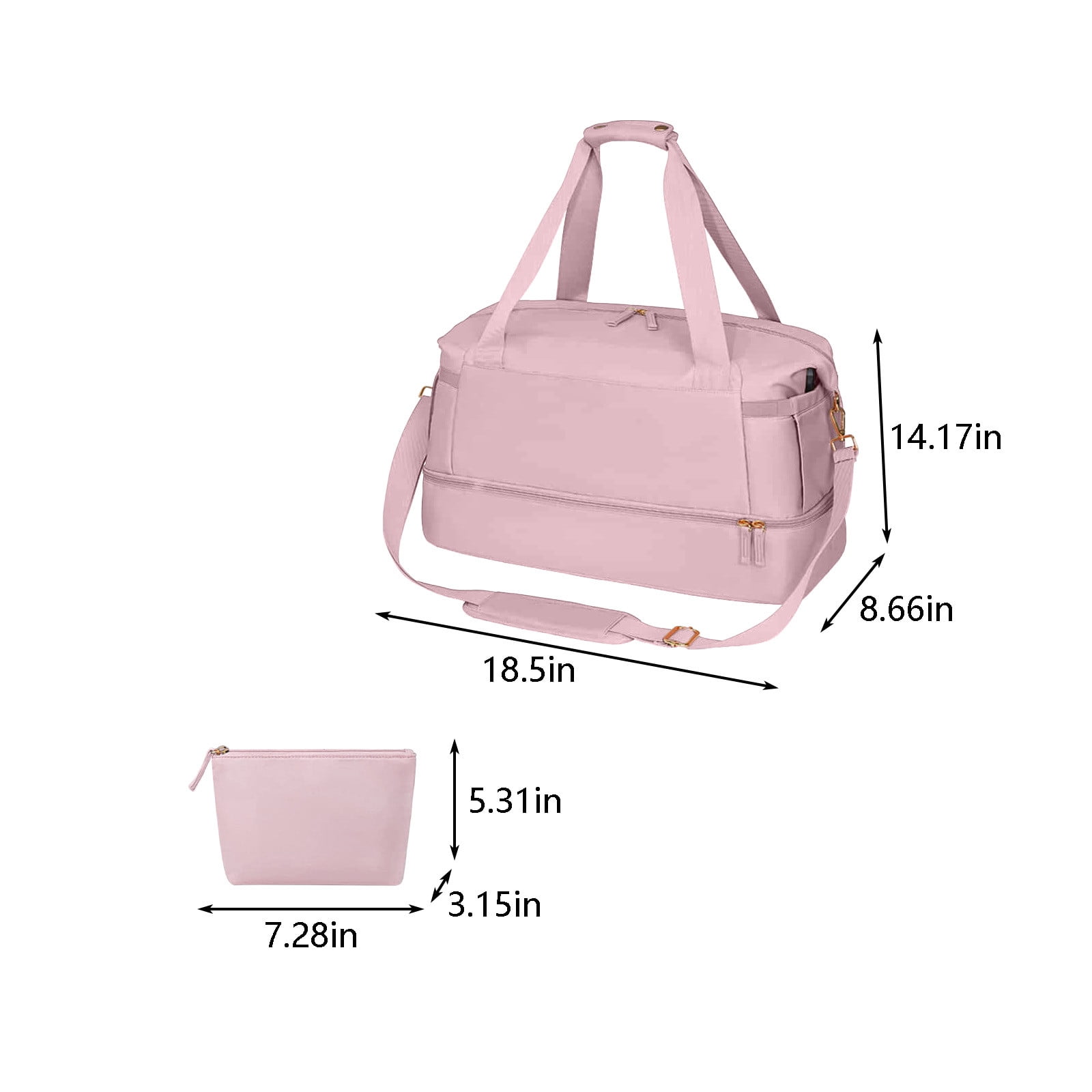 LACKUST Women's Travel Duffel, Weekender Overnight, Gym Tote, Shoe & Wet Pocket, Carry On, USB Charging,Pink