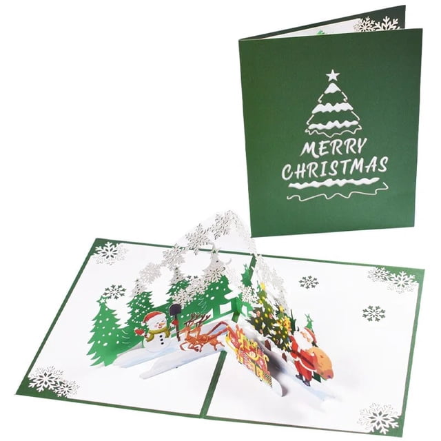 Tarjeta de felicitación 3D de Amazon Cross Border, letras de bendición hechas a mano, impresión en Color, personajes de Navidad, Festival creativo, nuevo