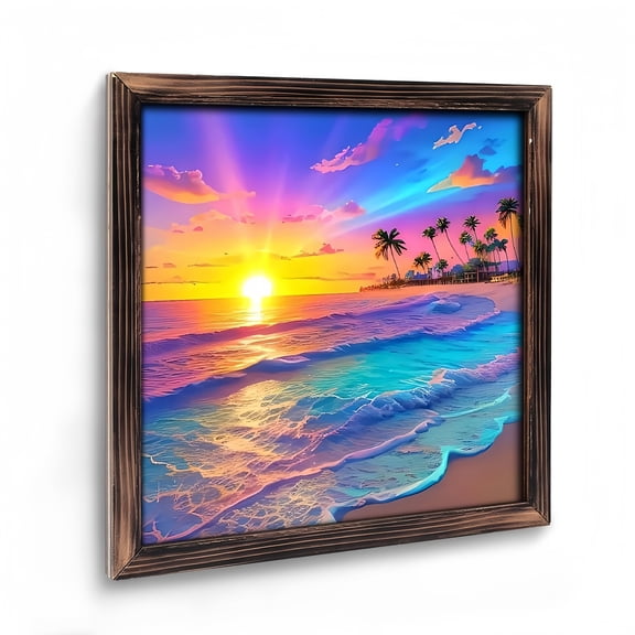 Room Decor Art Prints: Sunset Beach Wooden Art Prints Home Wall Decor.for Living Room, Kitchen, Bedroom And Office.for Gift Home Wall Decor. Vintage 08×08inch(20×20cm)