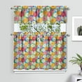 thumbnail image 2 of Boho Daisy Tier Curtains Set of 3 - Floral Retro Kitchen Window Treatments, Semi-Sheer Yellow & White Panels with Valance for Sunny Rooms, 2 of 5