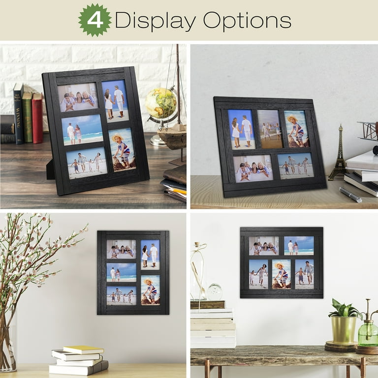 Excello Global Products Collage Picture Frames from Rustic Distressed Wood: Holds Five 4x6 Photos - EGP-HD-0024