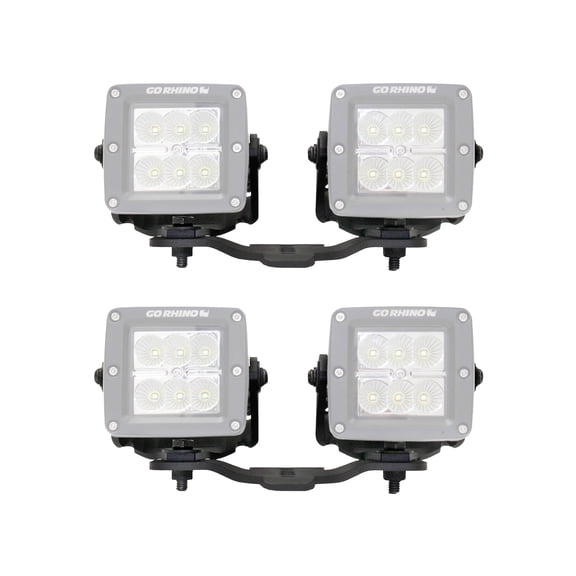 Go Rhino 731030T XE Hood Hinge Light Mounts for Jeep JL/JT - Fits two 3x3 Cubes For Jeep 20-23 Gladiator, Jeep 18-24 Wrangler, Jeep 18-24 Wrangler Fits select: 2018-2019,2021 JEEP WRANGLER UNLIMITED