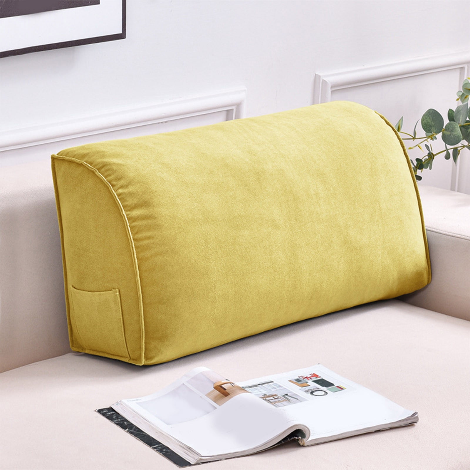 Orthopedic Wedge Back Cushion for Sofa Bed, Extra Thick Lumbar Support Pillow with Removable Washable Cover, Headboard Reading Pillow for Living Room, Neck Waist Pain Relief Comfort