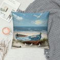 thumbnail image 2 of Creowell Short Plush Pillow Covers Coastal Throw Pillows, Blue Sailing Boat Outdoor Pillowcase Modern Abstract Nautical Cushion Case Decor for Home Sofa Couch Bed Aesthetic Decorative White, 2 of 5