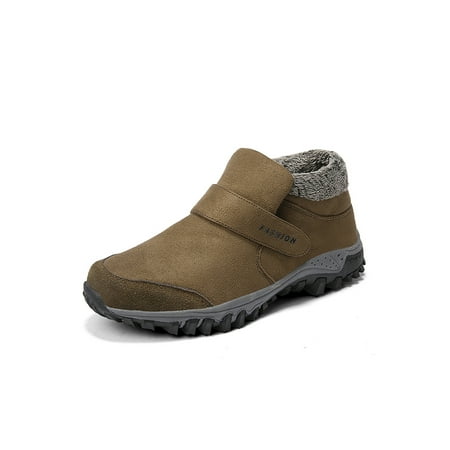 

Colisha Mens Comfort Low Top Hiking Shoes Work Walking Shoe Round Toe Sneakers Khaki (men s plush lining) 6
