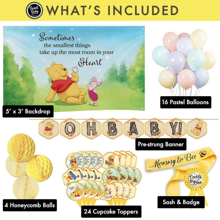 Winnie The Pooh Kids Party Supplies Decor Balloons Banner Birthday Cake  Topper Cupcake Toppers