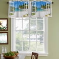 thumbnail image 4 of 2 Pack Valances for Windows, Window Seascape Window Valances for Living Room/Bedroom/Bathroom, Summer Beach Seaside Palm Trees Light Filtering Kitchen Curtain Valance Window Treatment 42"W x18" L, 4 of 9