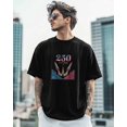 thumbnail image 4 of Men's T Shirts, Retro Red Blue Rockets Stars Cloud T-Shirt for Men Crew Neck Tees Cotton Tops, Black, 2XL, 4 of 9