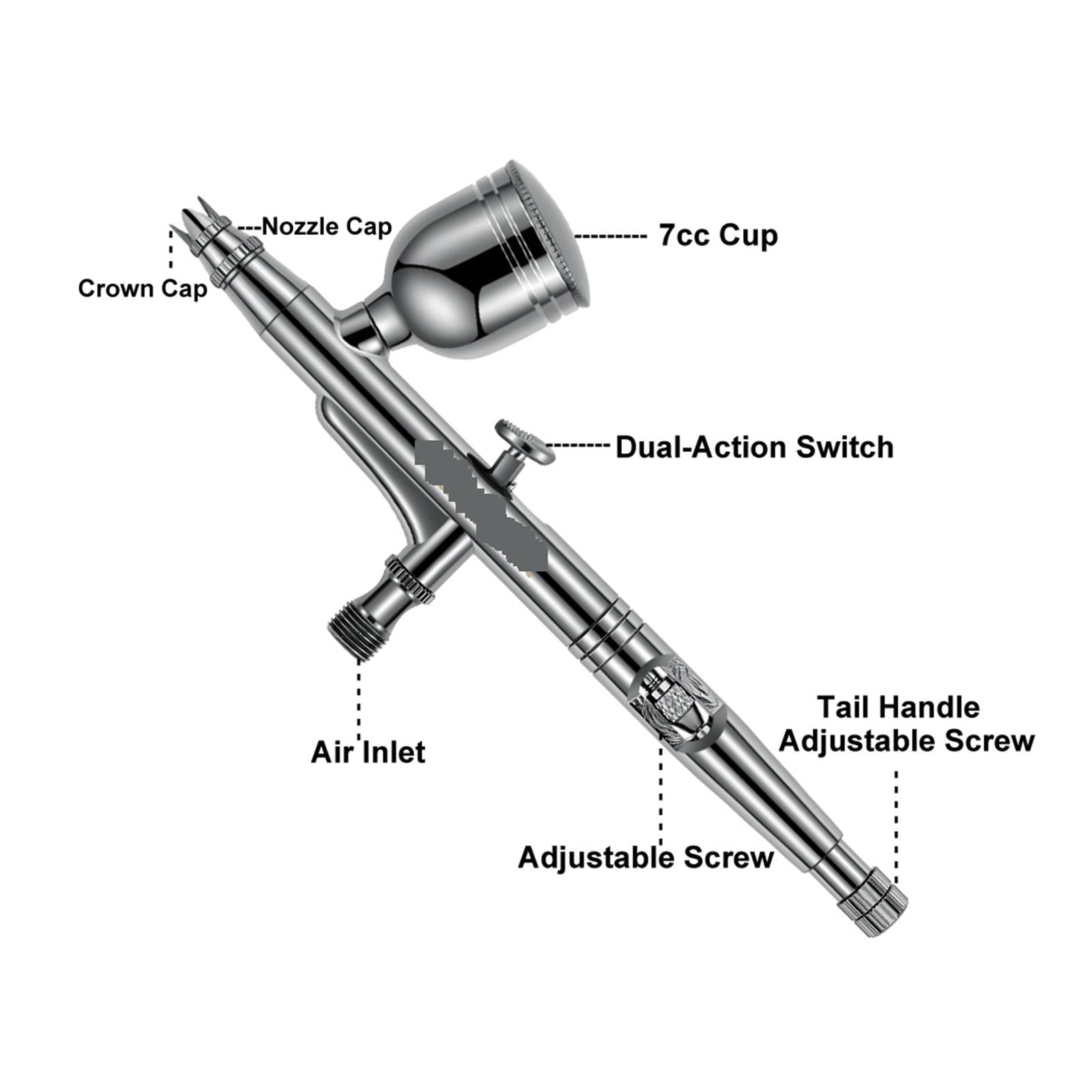 Auto-Stop Function Airbrush Compressor 7cc 0.3mm Dual-Action Airbrush Spray Gun For Model Cake Painting Nail Art ,User-Friendly Design