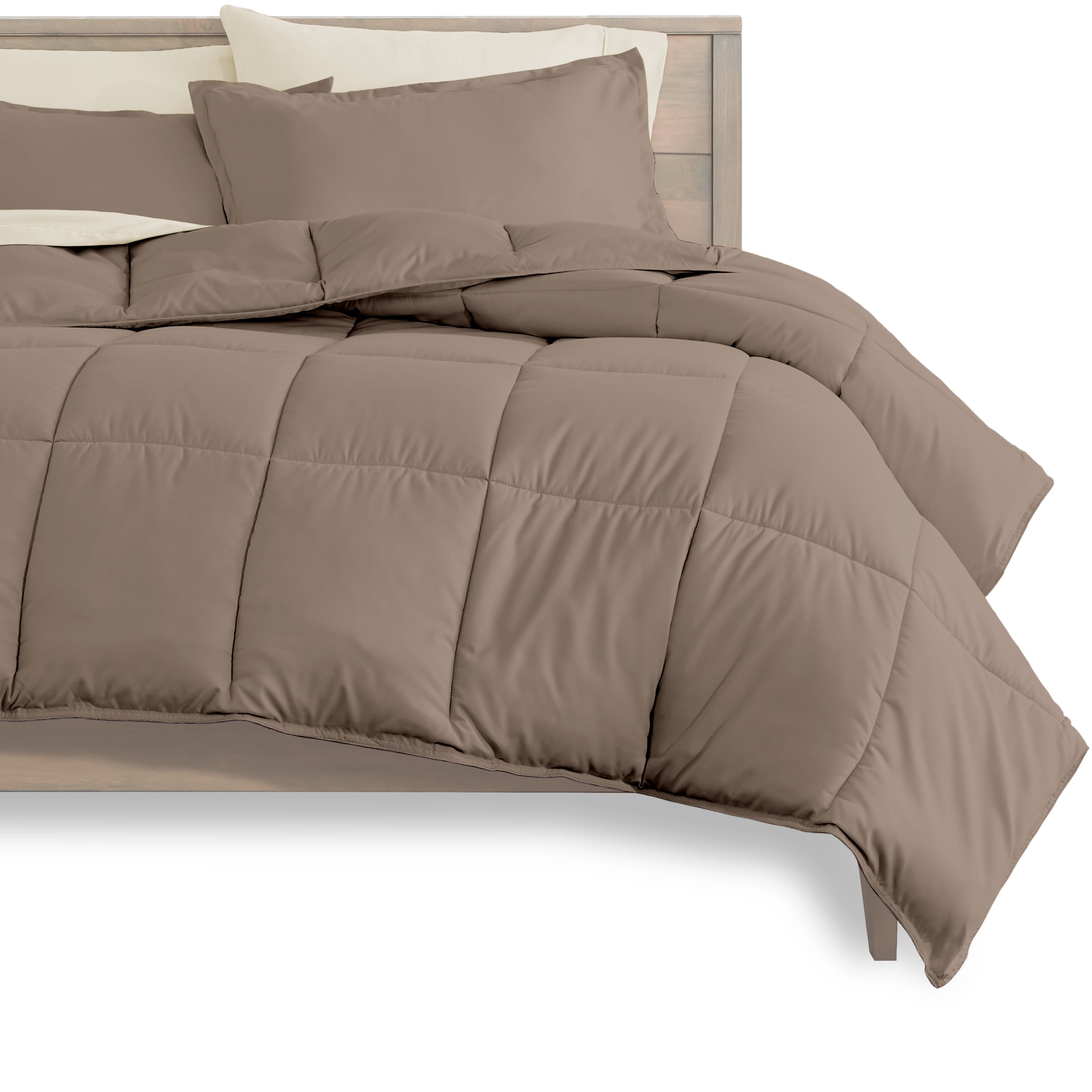 Bare Home Microfiber 5-Piece Taupe and Sand Bed in a Bag, Twin XL