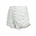 thumbnail image 4 of Denim Shorts For Women Four Button Fly High Waist Light Wash Distressed Frayed Hem Fashionable Jean Shorts With Pockets Loose Fit Summer Shorts 2026 Casual Trendy Vacation Shorts, 4 of 8
