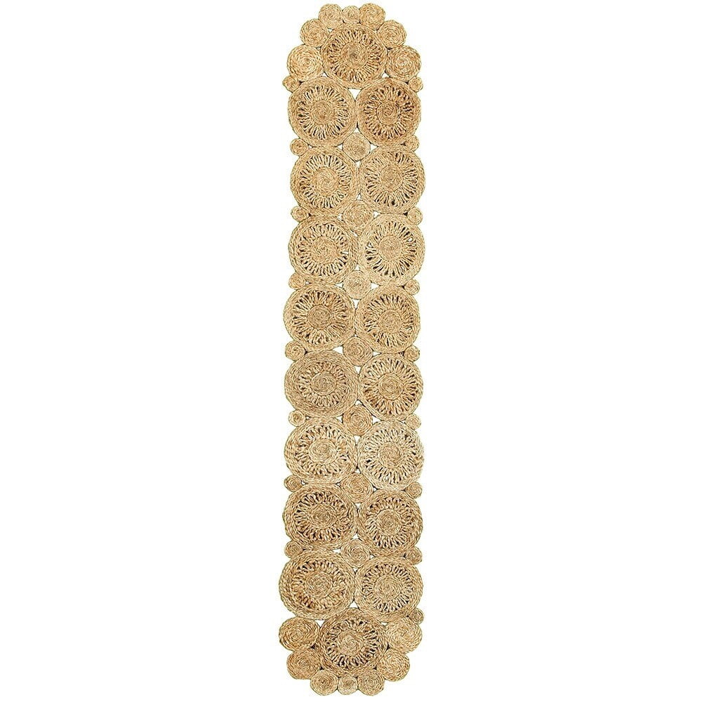 LR Home Hugo Solid Jute Table Runner, Natural 6’8” Length