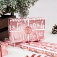 thumbnail image 3 of LeZakaa Christmas Wrapping Paper Bundle - Mini Roll with Bow, Ribbon, Sticker and Gift Tag - Pink Metallic Foil Design with Snowflakes/Santa Claus/HO Print -17 x 120 inches -3 Rolls(42.5 sq.ft.ttl.), 3 of 14