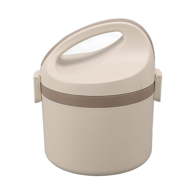 Lunch Container, Leakproof Easy To Clean Lightweight Insulated Bento Lunch Box Stainless Steel Liner For Hot Food For Office Beige,Brown