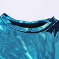 thumbnail image 5 of ZOHIUM T Shirt Women's Tops Dressy Casual Women's Solid Color Reflective Shiny Metallic Round Neck Short Sleeve Bodysuit T Shirt Summer Outfits for Women （Blue,M), 5 of 5
