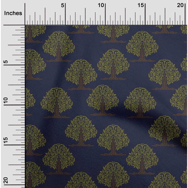 oneOone Silk Tabby Dark Navy Blue Fabric Floral & Flying Swan Block Craft Projects Decor Fabric Printed By The Yard 42 Inch Wide
