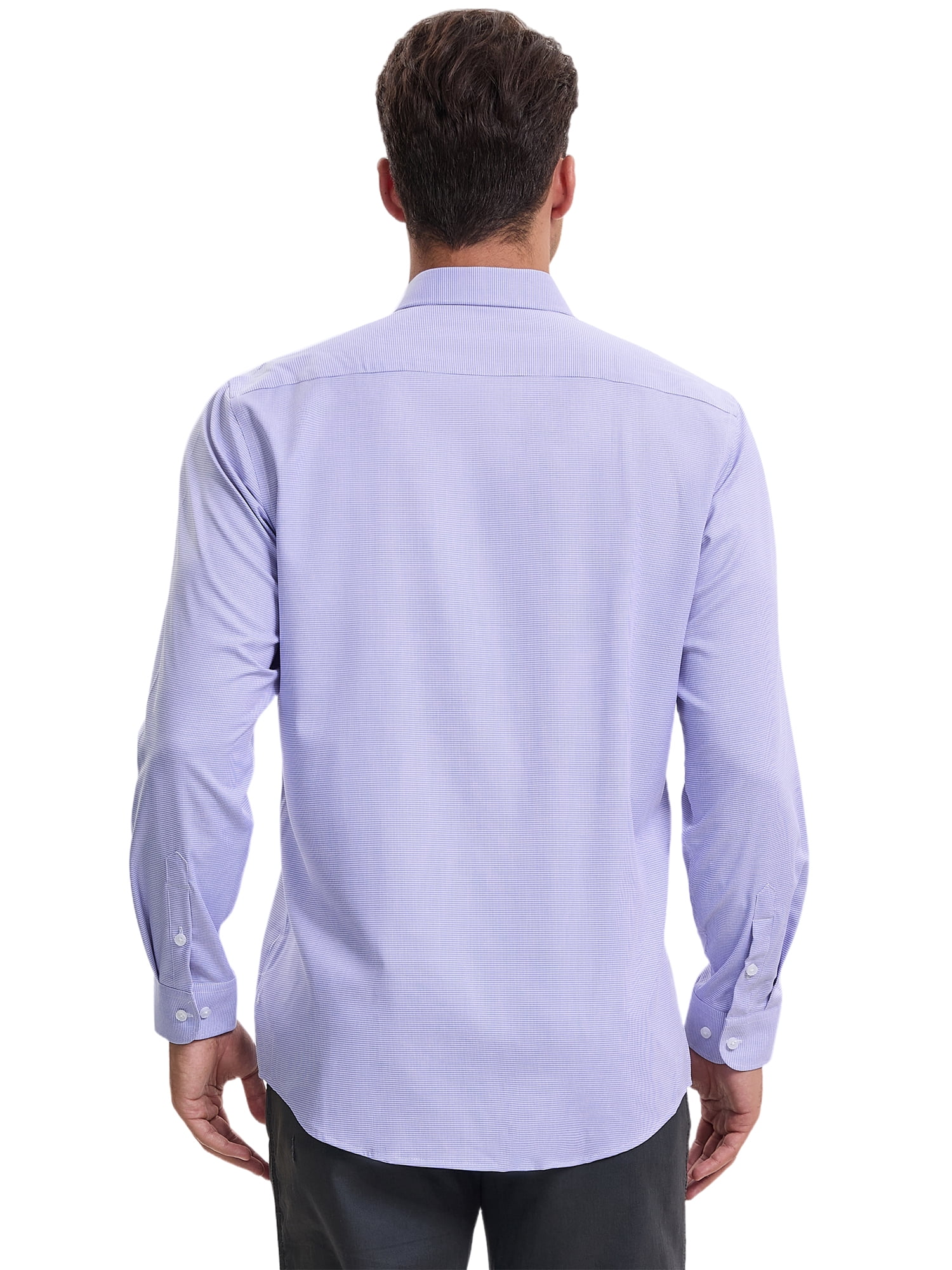 DARING DIVA Men's Plaid Long Sleeved Button Down Houndstooth Dress Shirts L Light Purple