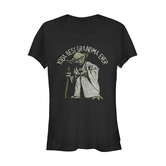 Junior's Star Wars Yoda Best Grandma Ever Graphic Tee Black X Large