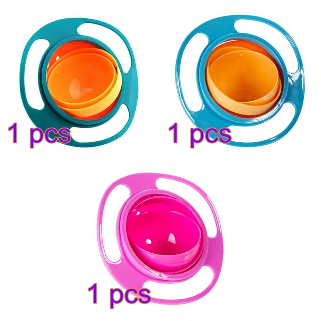 Bol Gyroscopique pour Bébé Rotation à 360 Degrés Résistant aux Éclaboussures Plat d'Alimentation pour Enfants