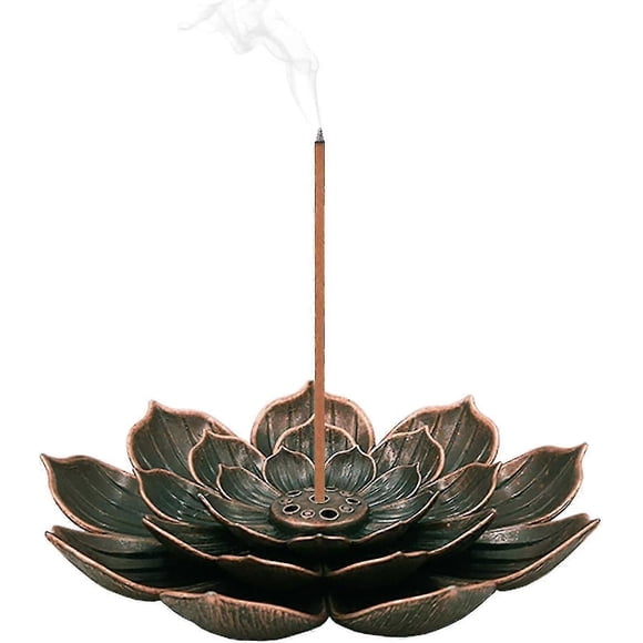 Incense Burner - Lotus Stick Incense Holder 5 Incense Holes With Detachable Ash Catcher