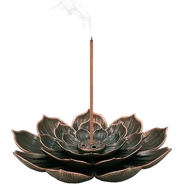 Incense Burner - Lotus Stick Incense Holder 5 Incense Holes With Detachable Ash Catcher